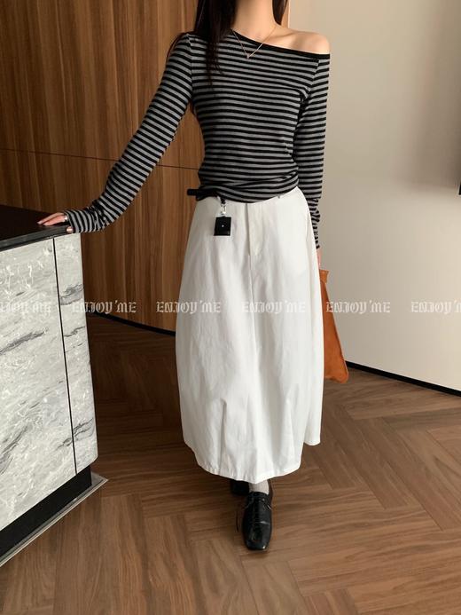 【门店同款】ENJOY秋季下摆不规则斜肩条纹T恤 164543749 商品图2
