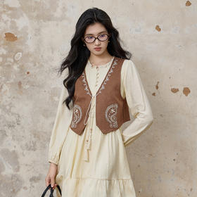 奢姿大码女装2025秋季时尚刺绣系带装饰马甲胖妹妹复古气质上衣