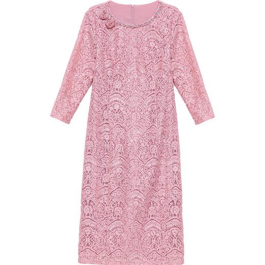 QYM 615C9911-Y蕾丝连衣裙气质优雅长袖A字裙 商品图4