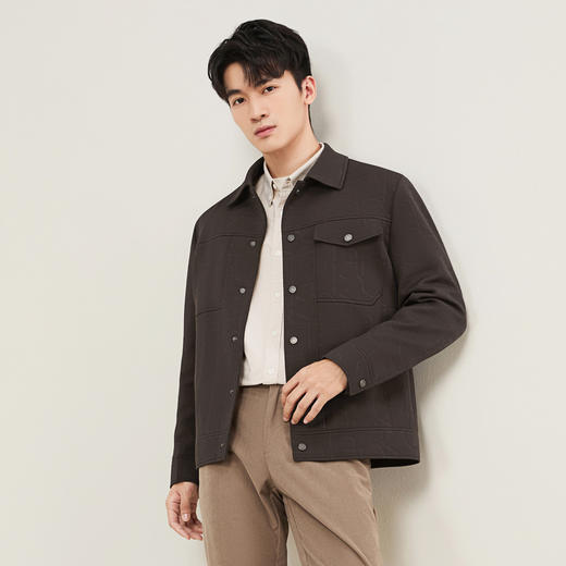 【满身提花工装茄克】柒牌男装夹克2025秋季商务休闲弹力翻领外套129K70780 商品图1