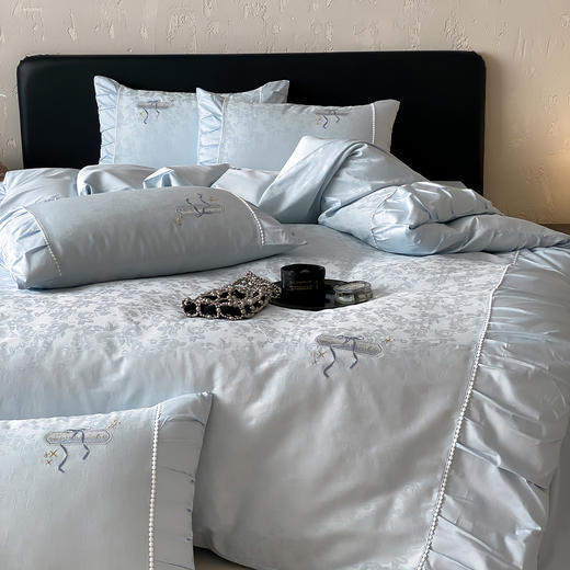 【热卖推荐】自然醒50支全棉提花四件套-晨露微光AN 商品图0