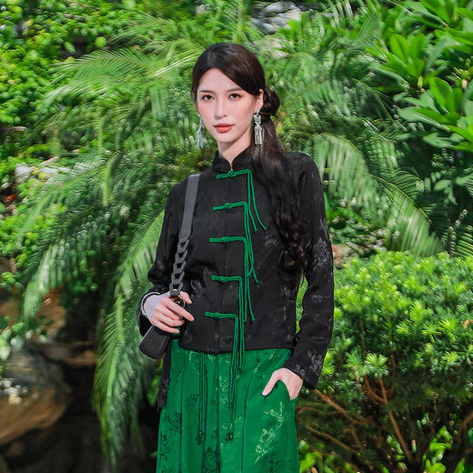 【秋冬新品套装】浮翠拼撞提花上衣 | 新中式设计 | 现货加急发 商品图3