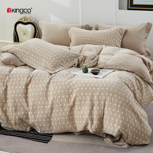 KINGCO京彩家居纱布四件套星辰驼 商品图0