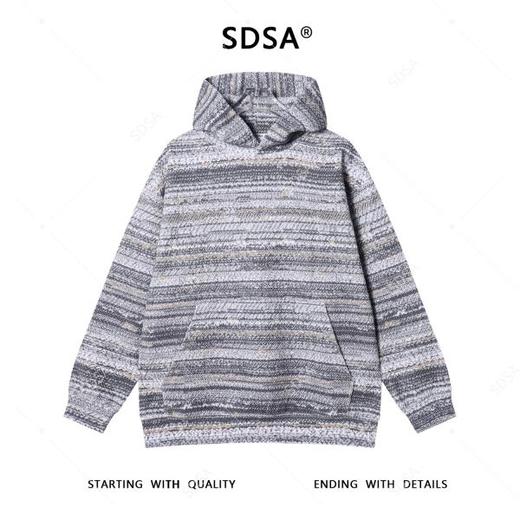 WY1051SDSA男士秋冬新款痞帅男装针织撞色条纹连帽卫衣百搭宽松套头上衣 商品图1