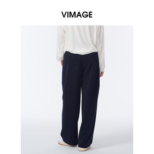 VIMAGE纬漫纪弯刀阔腿显瘦高腰慵懒舒适垂感休闲裤2025秋季新款V2405112 商品图4