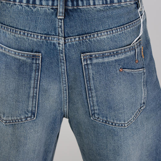 DRONKOO 2025 半松紧腰表袋铜色钉扣中厚牛仔长裤 商品图4