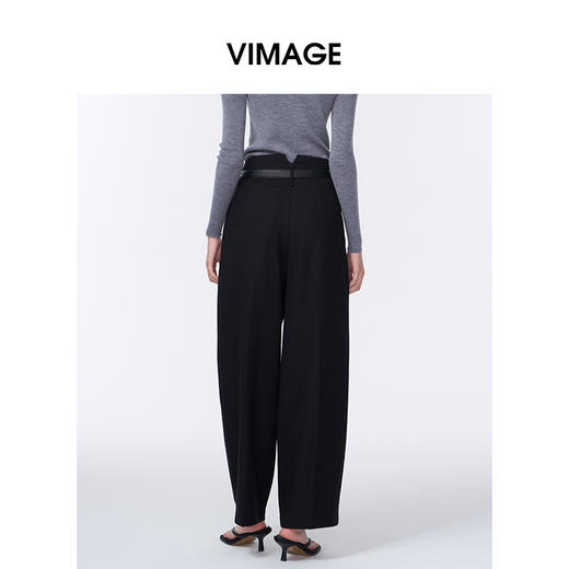 VIMAGE纬漫纪显瘦垂坠感休闲松弛直筒长裤黑色阔腿裤2025秋季新款V2405110 商品图4