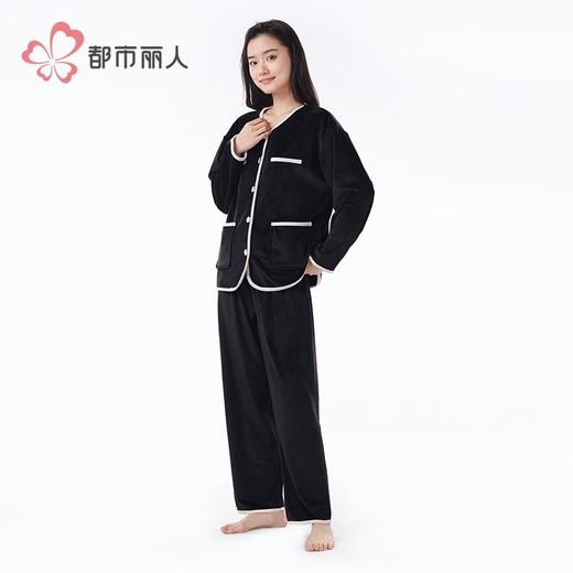 都市丽人睡衣女士海岛绒睡衣女士家居服长袖长裤海岛绒套装LHH1K6 商品图9