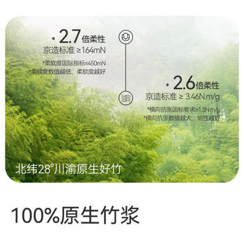 京东京造 竹粹本色抽纸3层110抽*24包“熊猫纸”竹浆无漂白纸巾餐巾纸整箱 /家庭清洁/纸品 /清洁纸品 /抽纸 商品图2