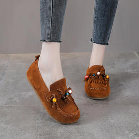 YR2757真皮复古软底舒适乐福鞋女款春秋季新款轻便牛皮时尚百搭豆豆鞋子
