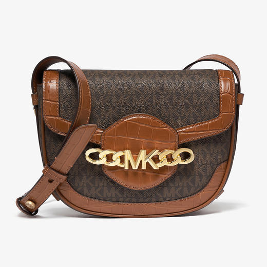 194900725931 迈克高仕MICHAEL KORS MK【品牌质保】Hally 中号老花皮质马鞍包斜挎单肩包【22*6*18cm】 商品图0