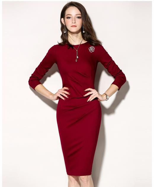 孤品 五分袖 J7481831B颈袖添香装新款时尚OL气质修身显瘦包臀职场装连衣裙女装JC481831T1X5 商品图0