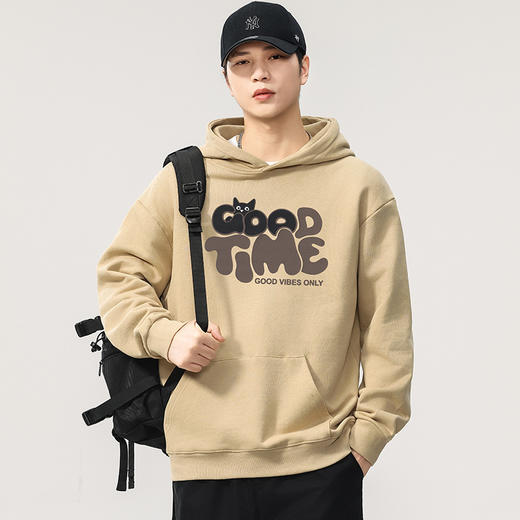 【100%棉】【DQ】大依优型大码男装纯棉重磅卫衣全棉360G重磅连帽卫衣男宽松潮牌印花上衣 商品图1