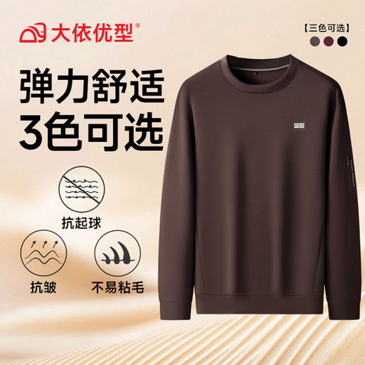 【DK】大依优型大码百搭圆领卫衣秋季新款男士加肥加大码圆领长袖T恤男卫衣弹力 商品图8