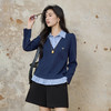 奢姿大码女装2025秋季新款胖妹妹时尚条纹拼接气质翻领假两件上衣9953253604 商品缩略图1