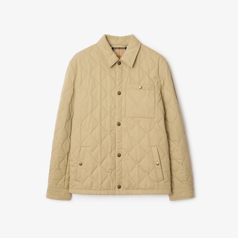 BURBERRY 巴宝莉 男士马术骑士设计标签绗缝华达呢棉服 卡其色 8110180 C2981