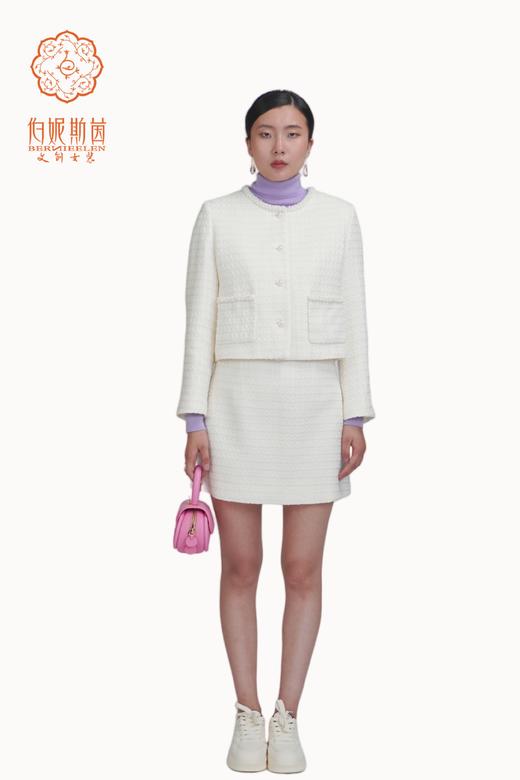 SZ3B53_凝脂色_半裙_秋季_高腰A字短款小香风粗花呢肌理感_高级女装_BERNIEELEN 伯妮斯茵 商品图3