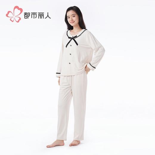 都市丽人睡衣海岛绒烂花睡衣女士家居服长袖长裤海岛绒套装LHH2Q7 商品图2