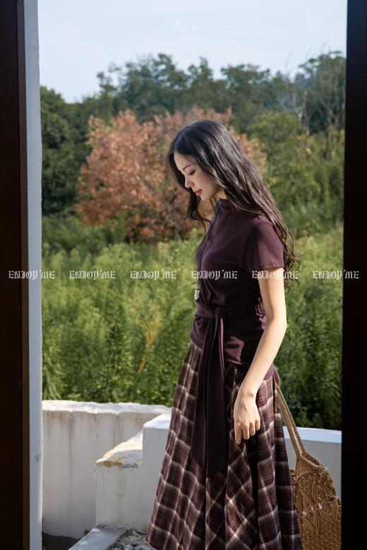 【门店同款】ENJOY秋季“光阴序语”不规则格子半裙 165197690 商品图3