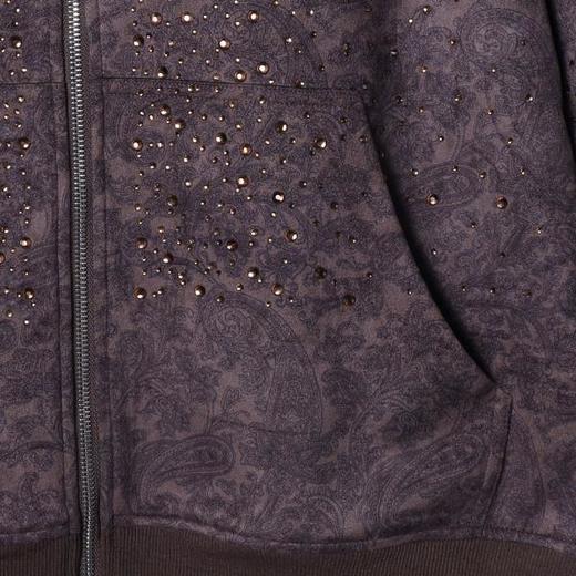 WT211SDSA男士秋冬新款痞帅男装潮流印花烫钻拉链开衫连帽卫衣百搭宽松 商品图3