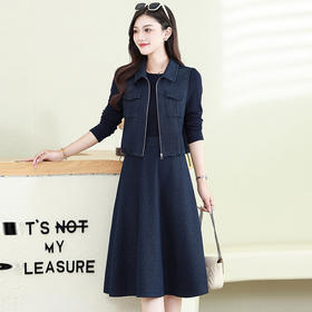 QYM 25MB17-Y时尚套装件套马甲+内搭长袖连衣裙套装