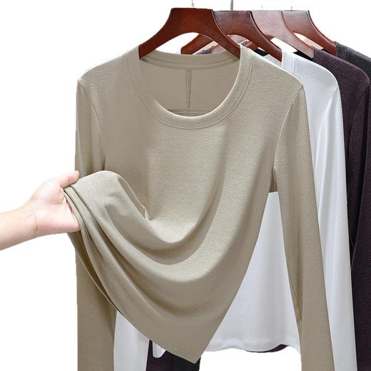「自j」全新升级【铂金会员109/天猫149/差价40】(05654)洛诗琳莱赛尔天丝长袖面膜T恤2025秋季空气感显瘦打底上衣 商品图4