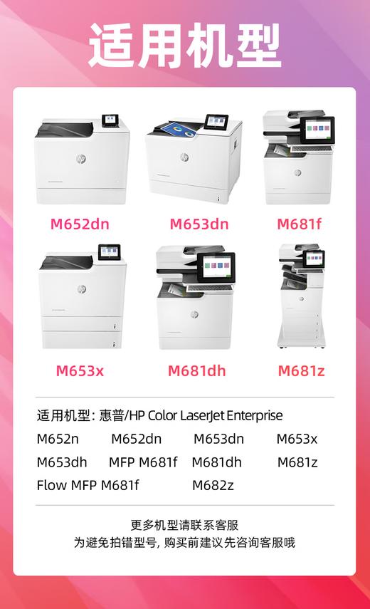 绘威CF450a硒鼓 适用惠普m652硒鼓 m653dn打印机墨盒 m681f m653x m682z m681dh m681z m652dn粉盒 四色套装 商品图1