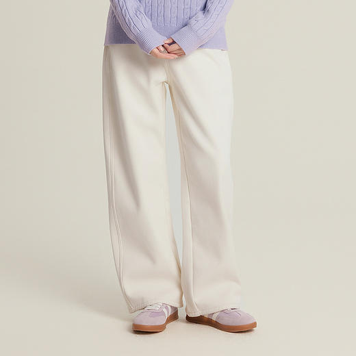 笛莎Deesha青少年女童裤子2025冬季女童加绒显瘦高腰老爹裤 商品图3