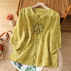 GYH B106-891休闲简约复古刺绣民族风不透肉暗纹印花中袖气质衬衣 商品缩略图3