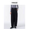 VIMAGE纬漫纪显瘦垂坠感休闲松弛直筒长裤黑色阔腿裤2025秋季新款V2405110 商品缩略图5