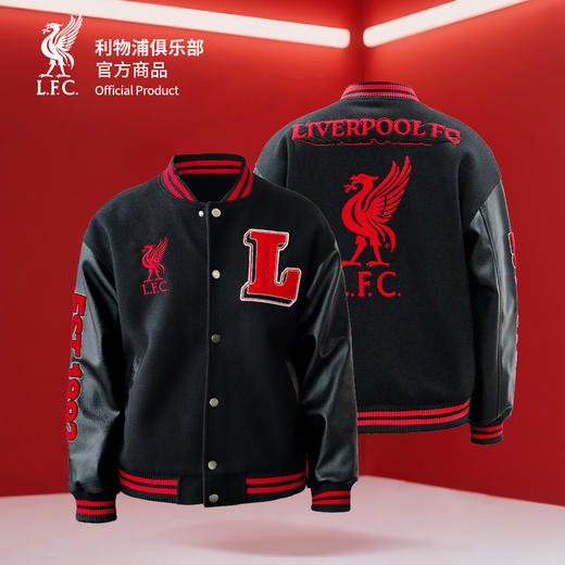 【官方正版】利物浦俱乐部 | 黑色PU棒球服夹克户外机能风外套 商品图1