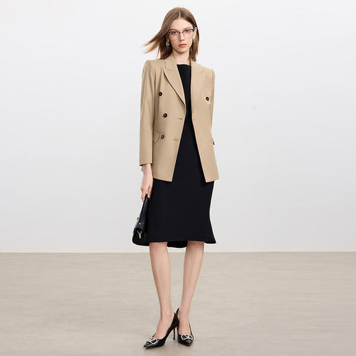 IWY/高级感卡其色天丝羊毛西服套装女气质两件套职业西装连衣裙C2352+Q1422 商品图0