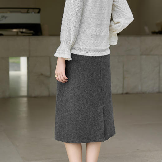 奢姿大码女装2025秋季时尚简约纽扣设计半身裙胖妹妹气质通勤裙子9953494290 商品图3