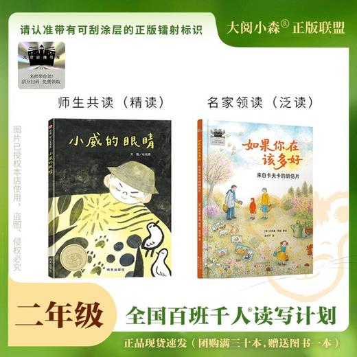 百班千人69期二年级阅读书目 小威的眼睛 如果你在该多好—来自卡夫卡的明信片 2年级课外书必读正版授权（按需加入购物车自选） 商品图1