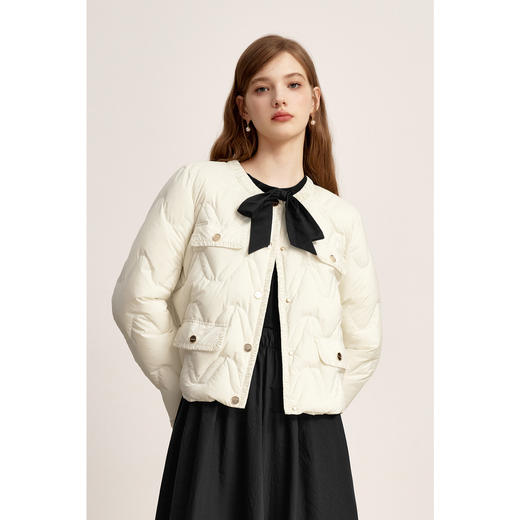 【商场同款】诗凡黎圆领小香风羽绒服2024冬新款短款女3FA680251R 商品图0