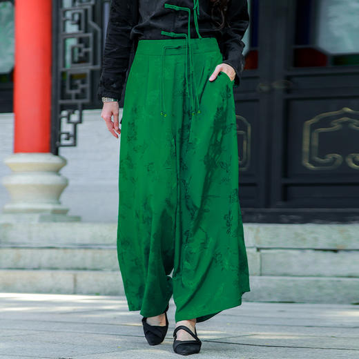 【秋季新品套装】竹烟波月提花阔腿裤 | 新中式设计 | 现货加急发 商品图2