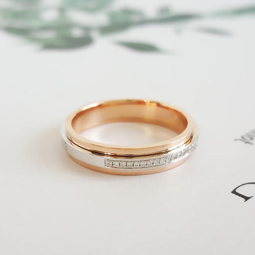 【天然正品】AU750双色金排镶0.084克拉时来运转钻石戒指16号（皆取最大值）女士现售价：4280！240825NJS05 商品图2