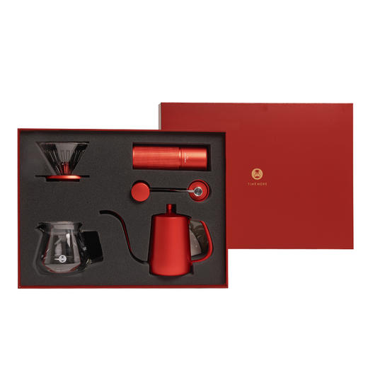 泰摩 中国红全套手冲咖啡礼盒 磨豆机咖啡壶器具圣诞节日送礼之选 商品图3
