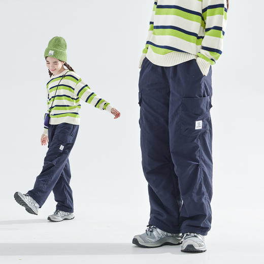 cicochild25冬季新款亲子中大童加绒直筒机能裤防泼水运动工装裤 商品图2