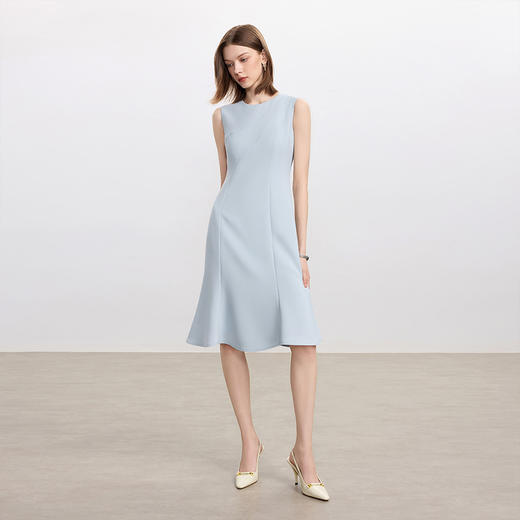 IWY/蓝色无袖连衣裙女气质显瘦包臀鱼尾西装背心裙通勤职业裙子Q1440 商品图2