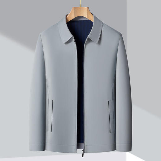 【男士新款翻领夹克衫】长袖夹克时尚都市中年商务行政高端外套 商品图0