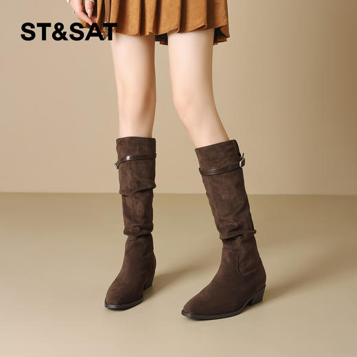 星期六时尚美拉德粗跟显瘦堆堆靴SSD4117T2P 商品图2