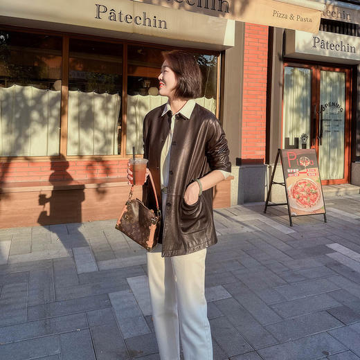 （老板自留）火桐hooton 铂金系列 西班牙进口绵羊皮翻领皮衣外套夹克XP25071 商品图1