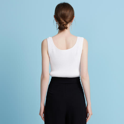 EITIE爱特爱夏季新款百搭时尚减龄修身无袖针织衫7701409 商品图13