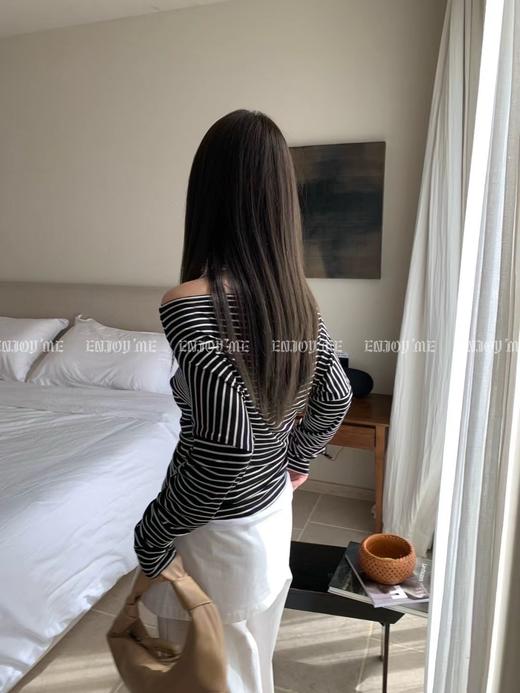 【门店同款】ENJOY秋季“光阴序语”条纹假两件上衣 164543925 商品图2