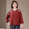 A34795品质大码遮肚减龄中年女新中式国风春秋新款显瘦上衣衬衫 商品缩略图3