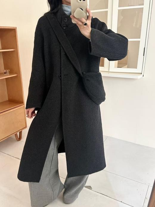 【YW】无忧购韩版长款立领宽松双面羊毛大衣带包包8814水饺包（现货48小时发货） 商品图6