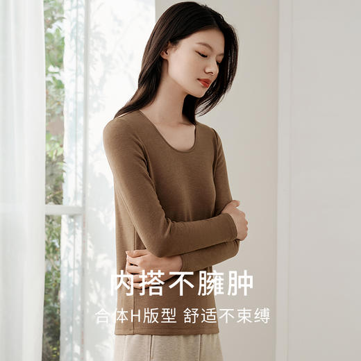 金三塔桑蚕丝弹力拉绒打底衫女宽松透气轻运动舒适内搭保暖内衣女  NZFFD724/NZFDD901 商品图1