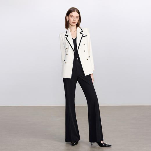 IWY/高级感英伦风西装套装女新款黑色微喇裤职业西服两件套CP2357 商品图1