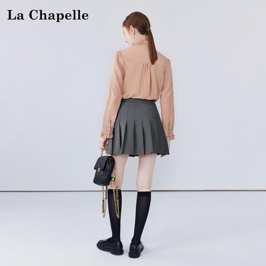 会员福利【顺滑/垂坠】拉夏贝尔/La Chapelle法式温柔甜美设计感小众木耳边门襟长袖衬衫女气质衬衣秋 商品图4